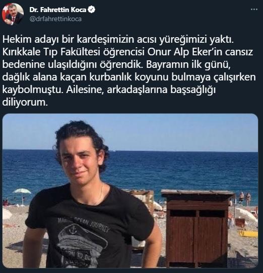 Kaçan kurbanlığı yakalamak isterken kaybolan tıp öğrencisi Onurdan acı haber