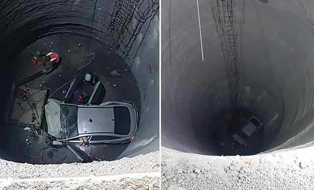 Otomobil 25 metre yüksekliğindeki metro inşaatına düştü: 1 ölü, 1 yaralı