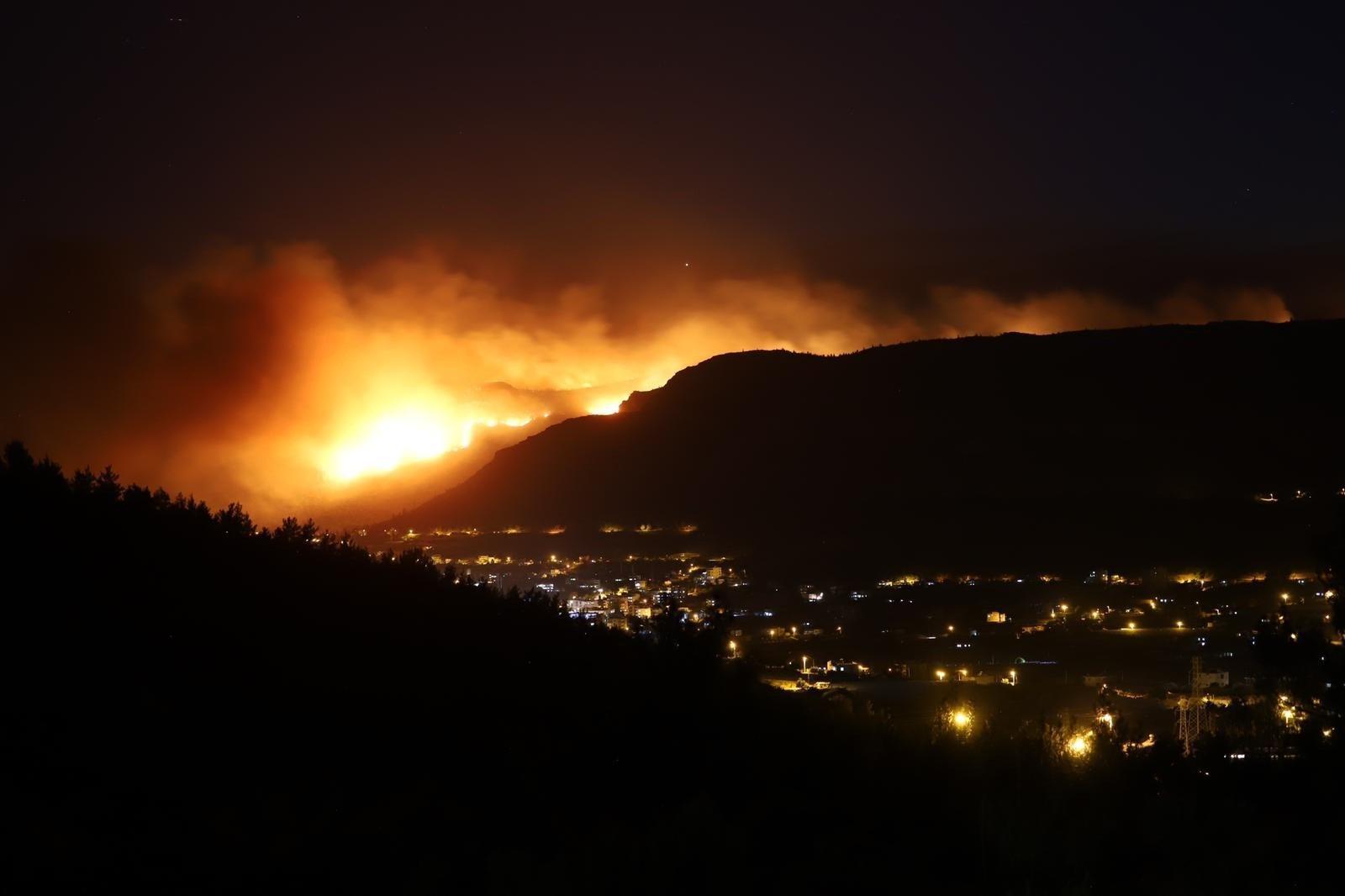 Mersindeki orman yangını ilçe merkezine yaklaştı
