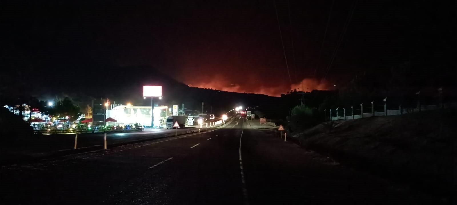 Mersindeki orman yangını ilçe merkezine yaklaştı