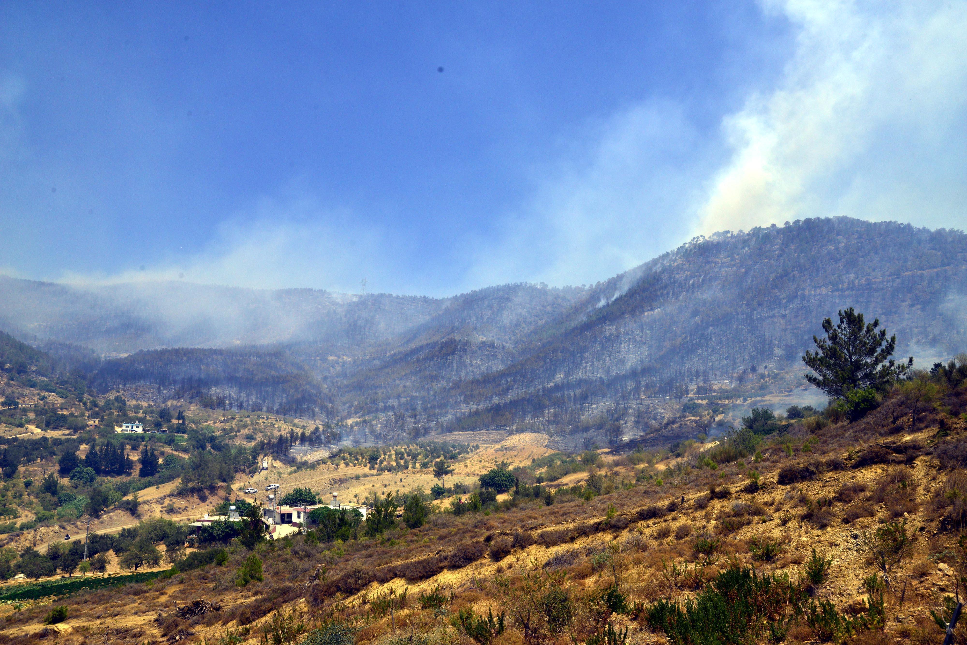 Mersinde iki ilçedeki yangınlar devam ediyor; havadan müdahale yeniden başladı