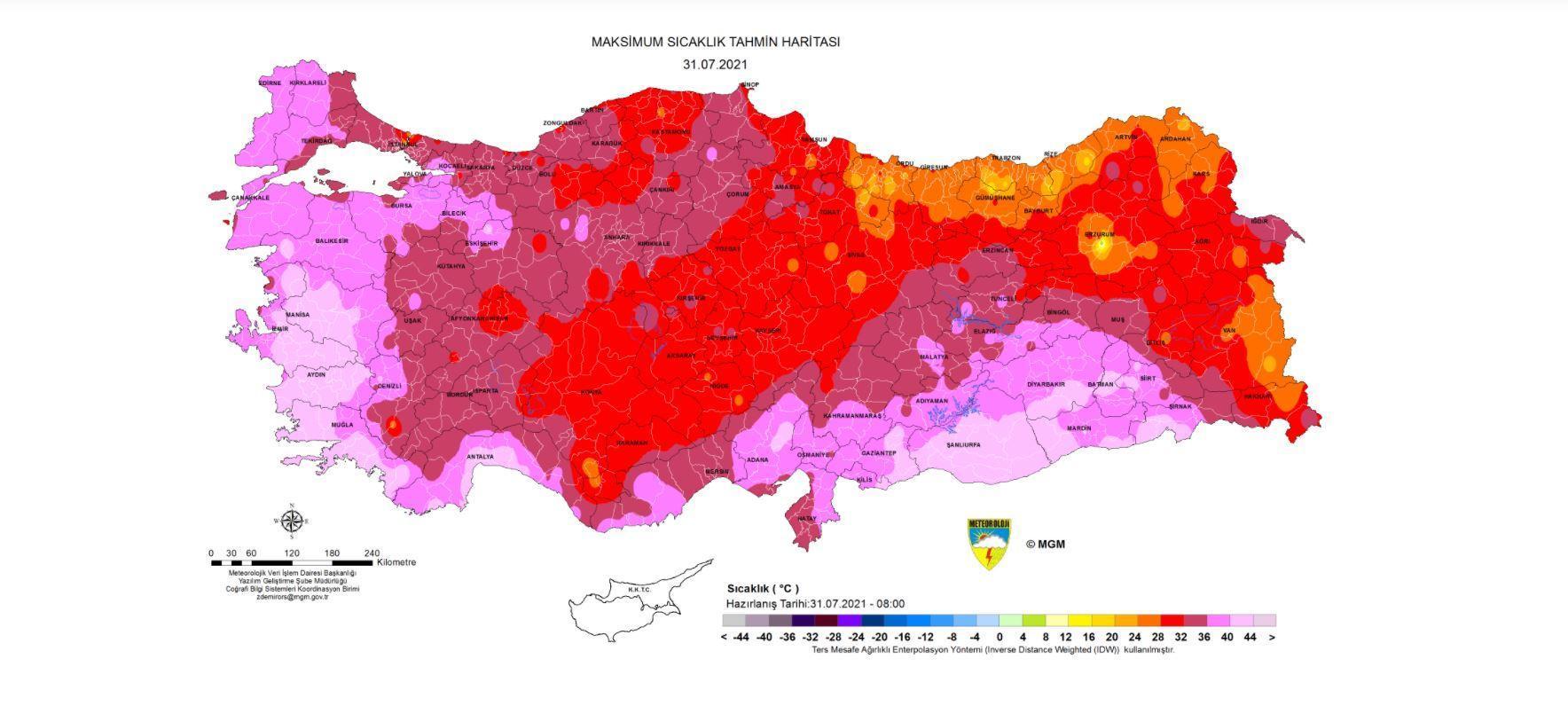 Meteorolojiden haritalı sıcak hava uyarısı