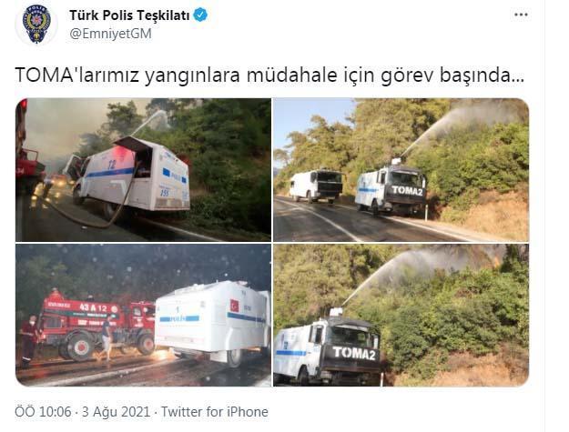 Orman yangınlarına TOMA ile müdahale