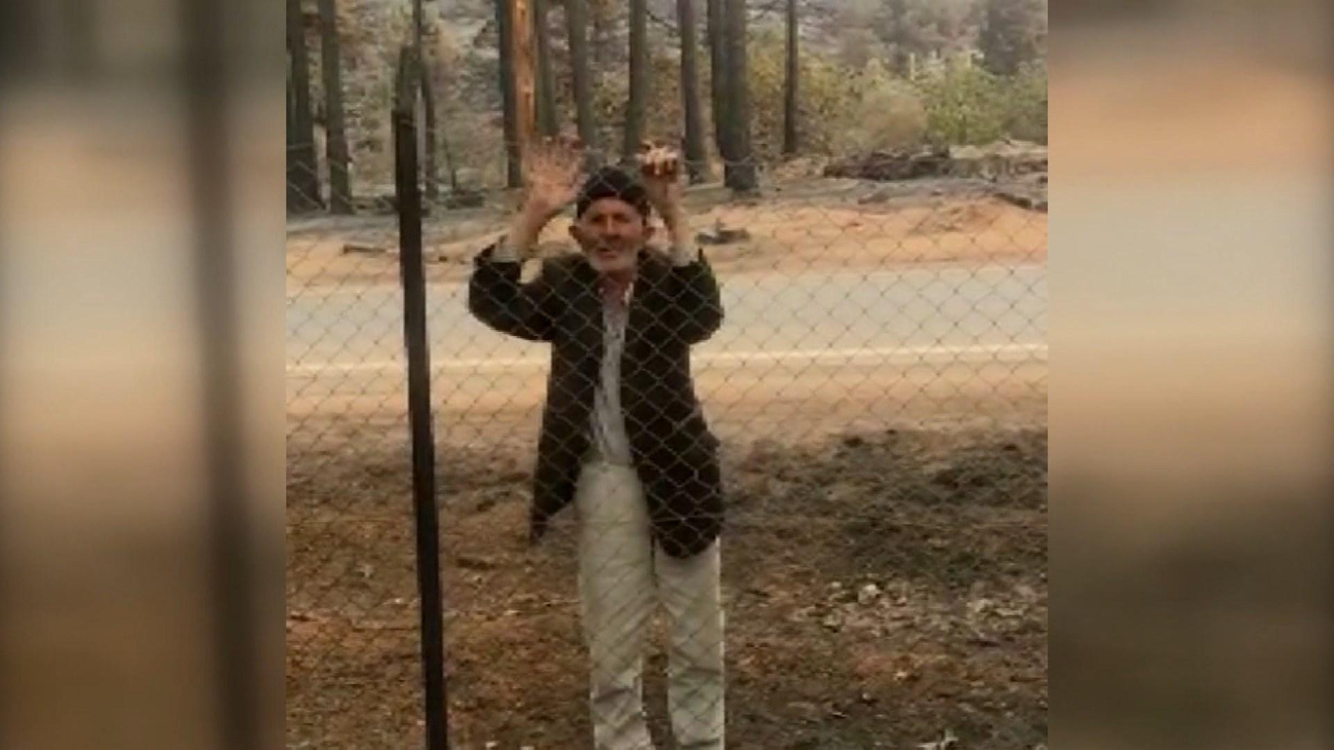 93 years old wildfire victim offered watermelons to the forest workers