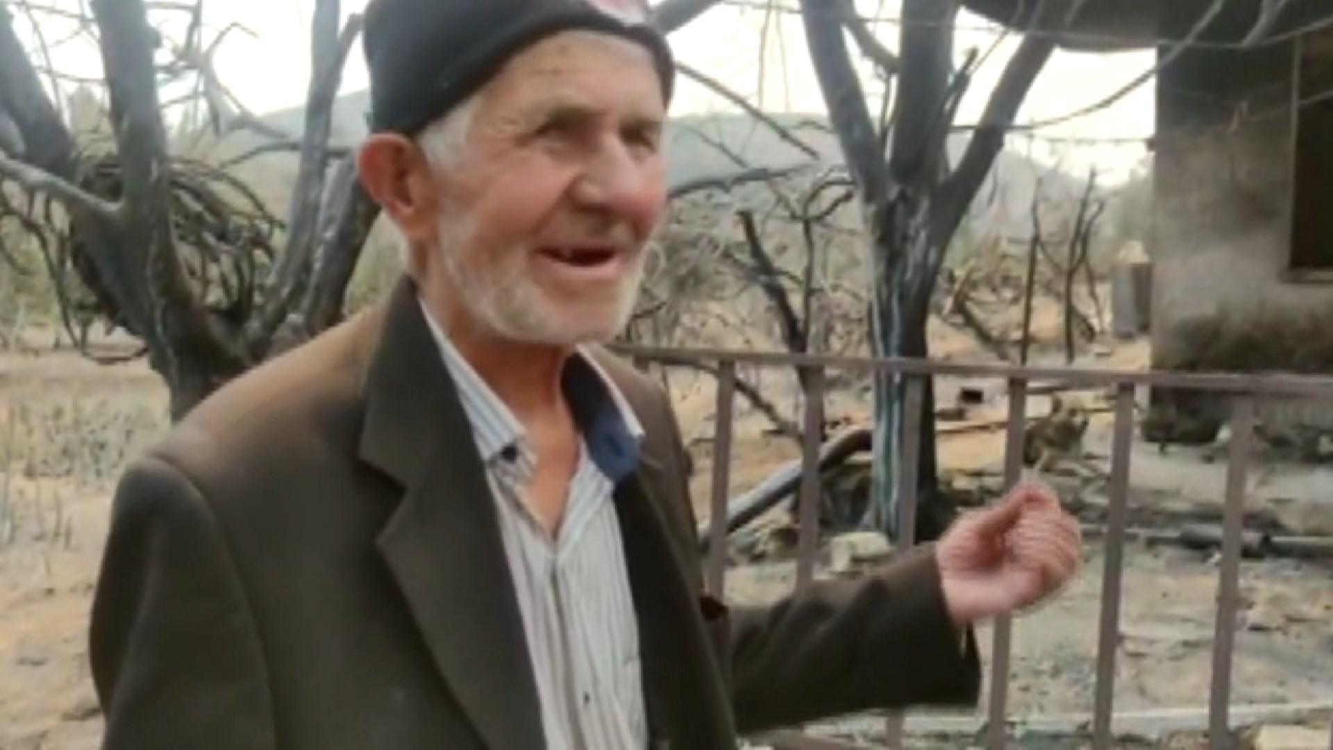 93 years old wildfire victim offered watermelons to the forest workers