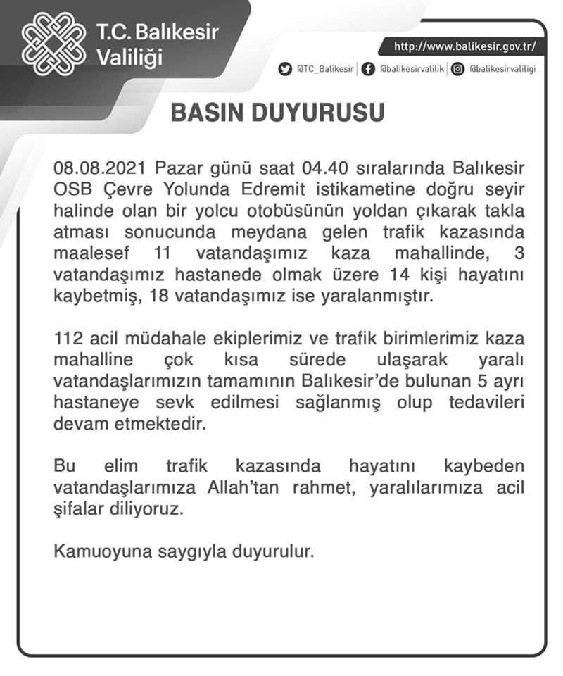 Balıkesirde yolcu otobüsü takla attı: Ölü sayısı 15e yükseldi