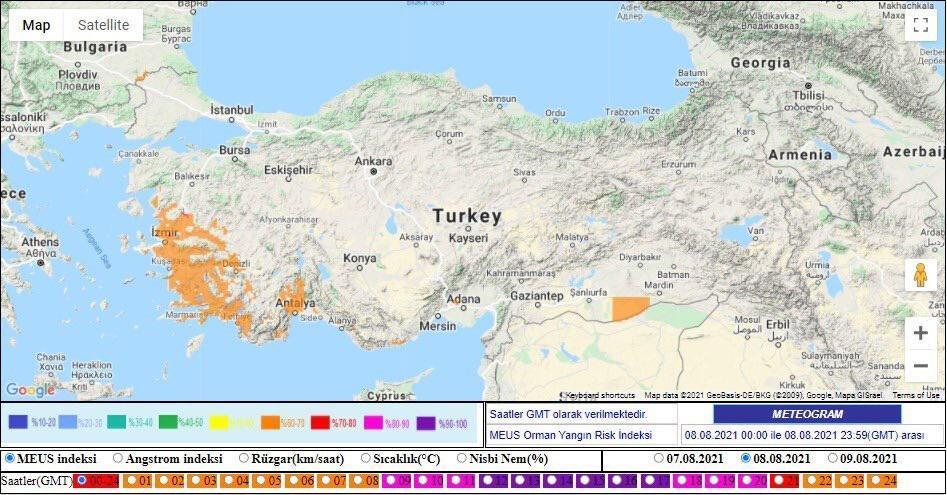 Ege ve Antalya, yangın riskinde turuncu kategoride