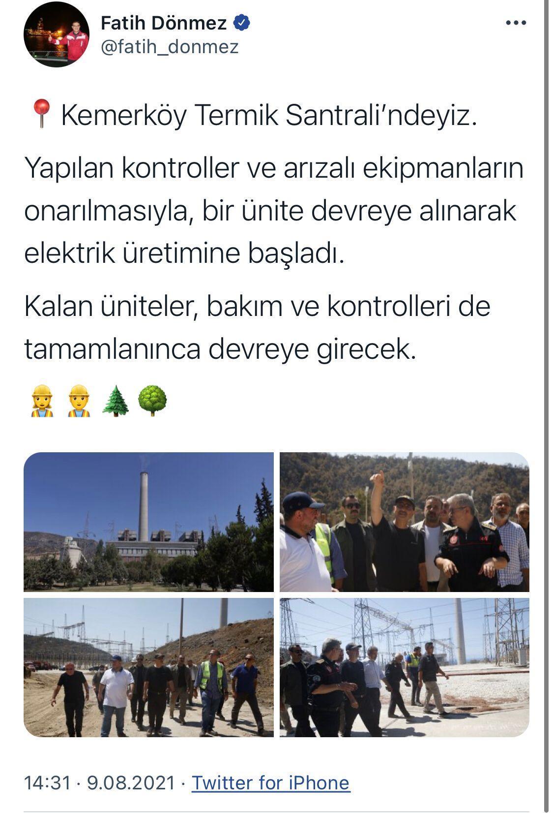 Kemerköy Termik Santralinde elektrik üretimine başlandı