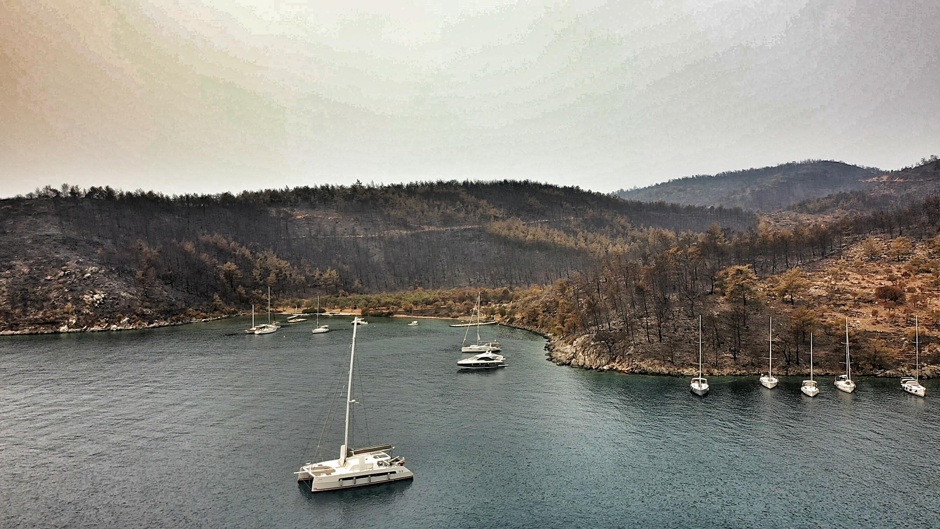 Damage caused by wildfire in Bodrum and Milas were viewed from the air