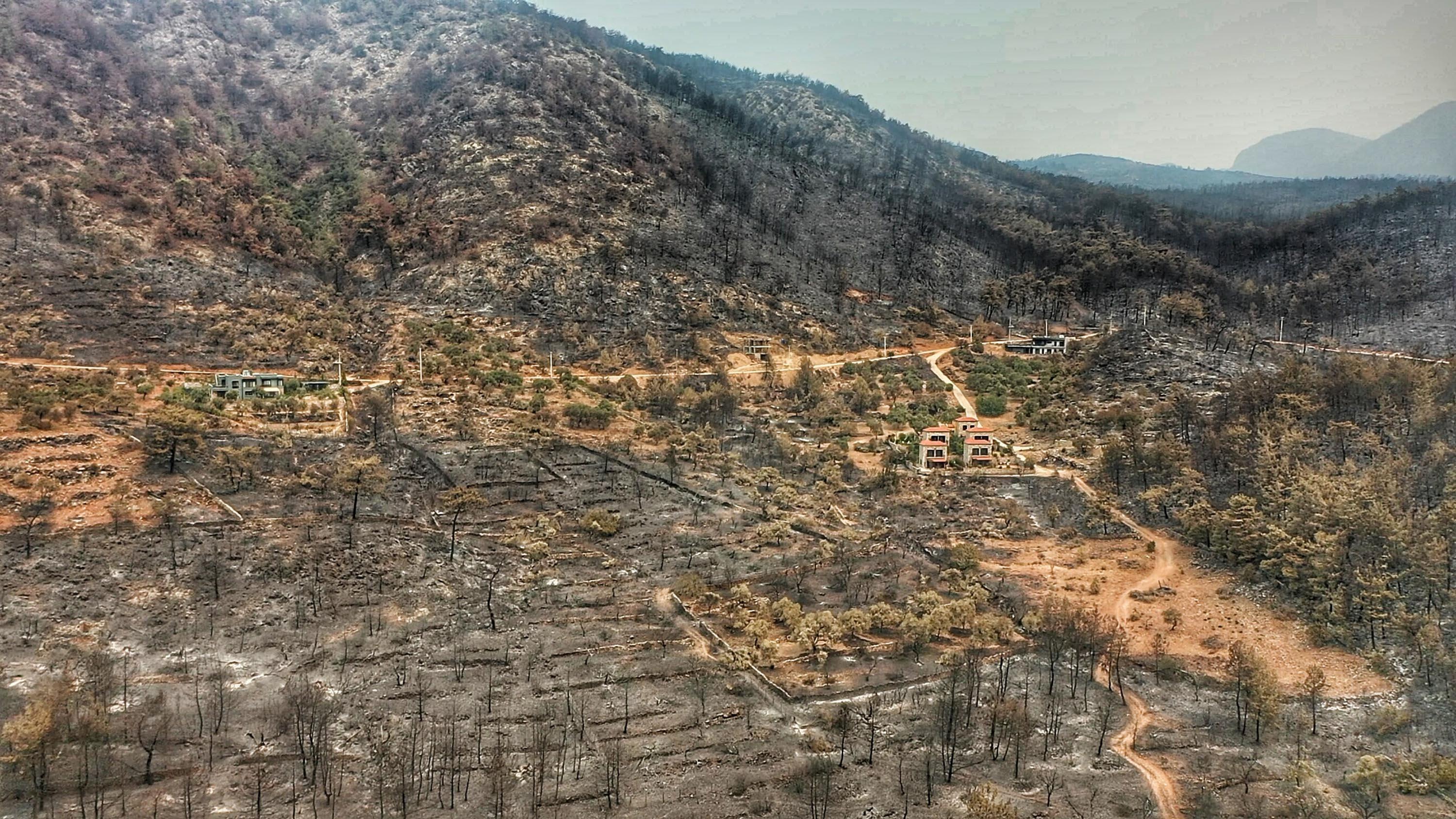 Damage caused by wildfire in Bodrum and Milas were viewed from the air