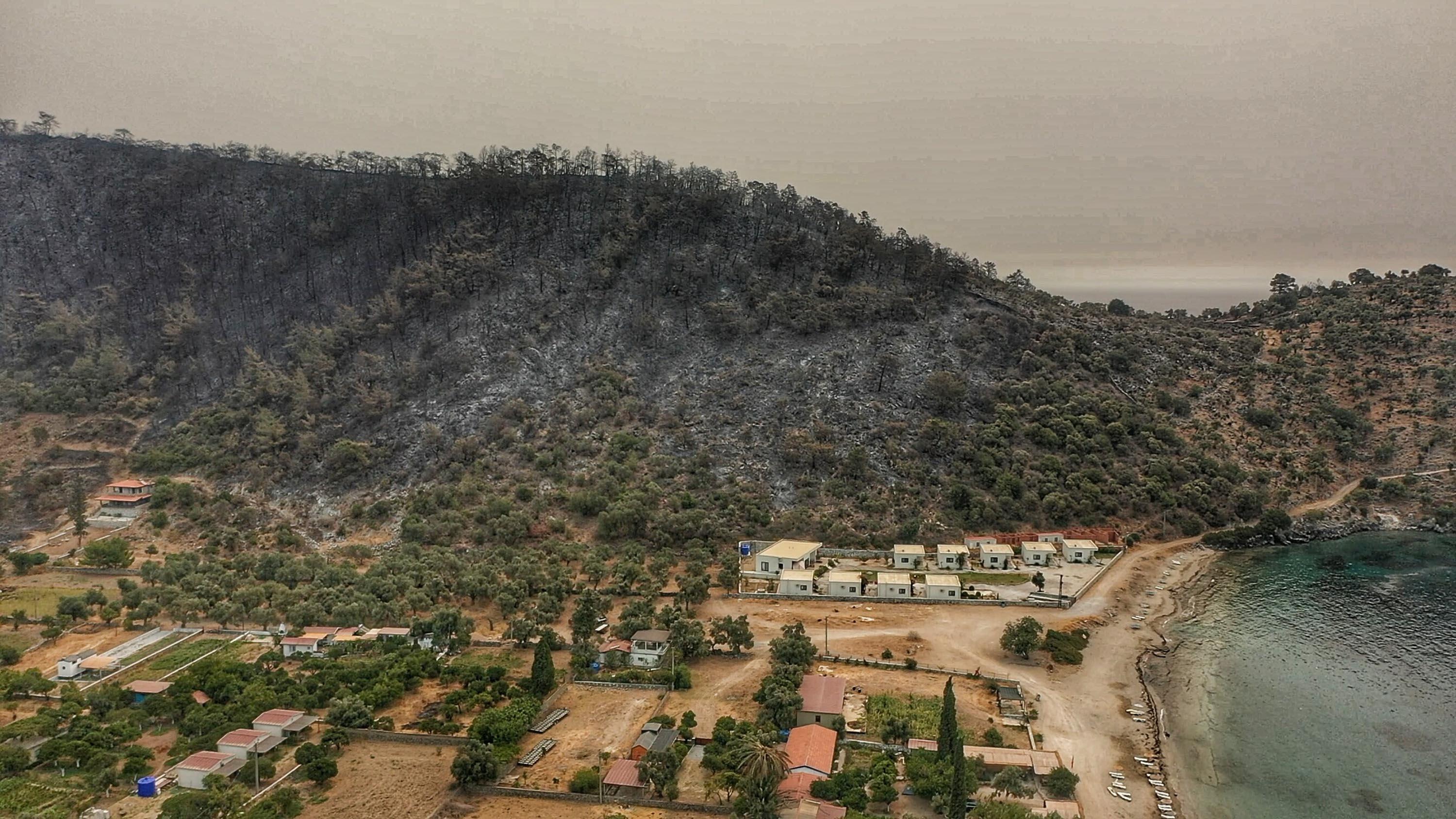 Damage caused by wildfire in Bodrum and Milas were viewed from the air