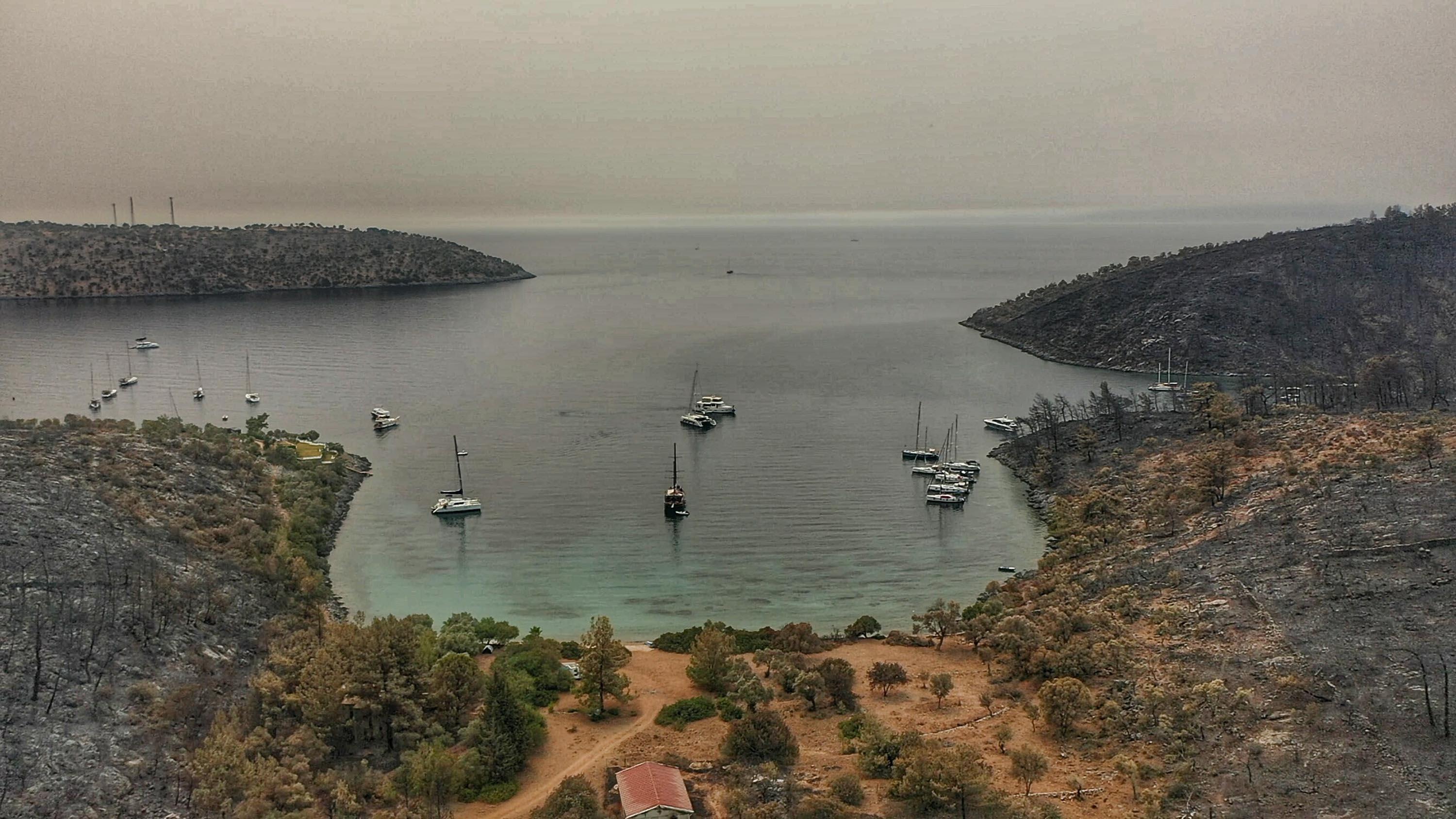 Damage caused by wildfire in Bodrum and Milas were viewed from the air