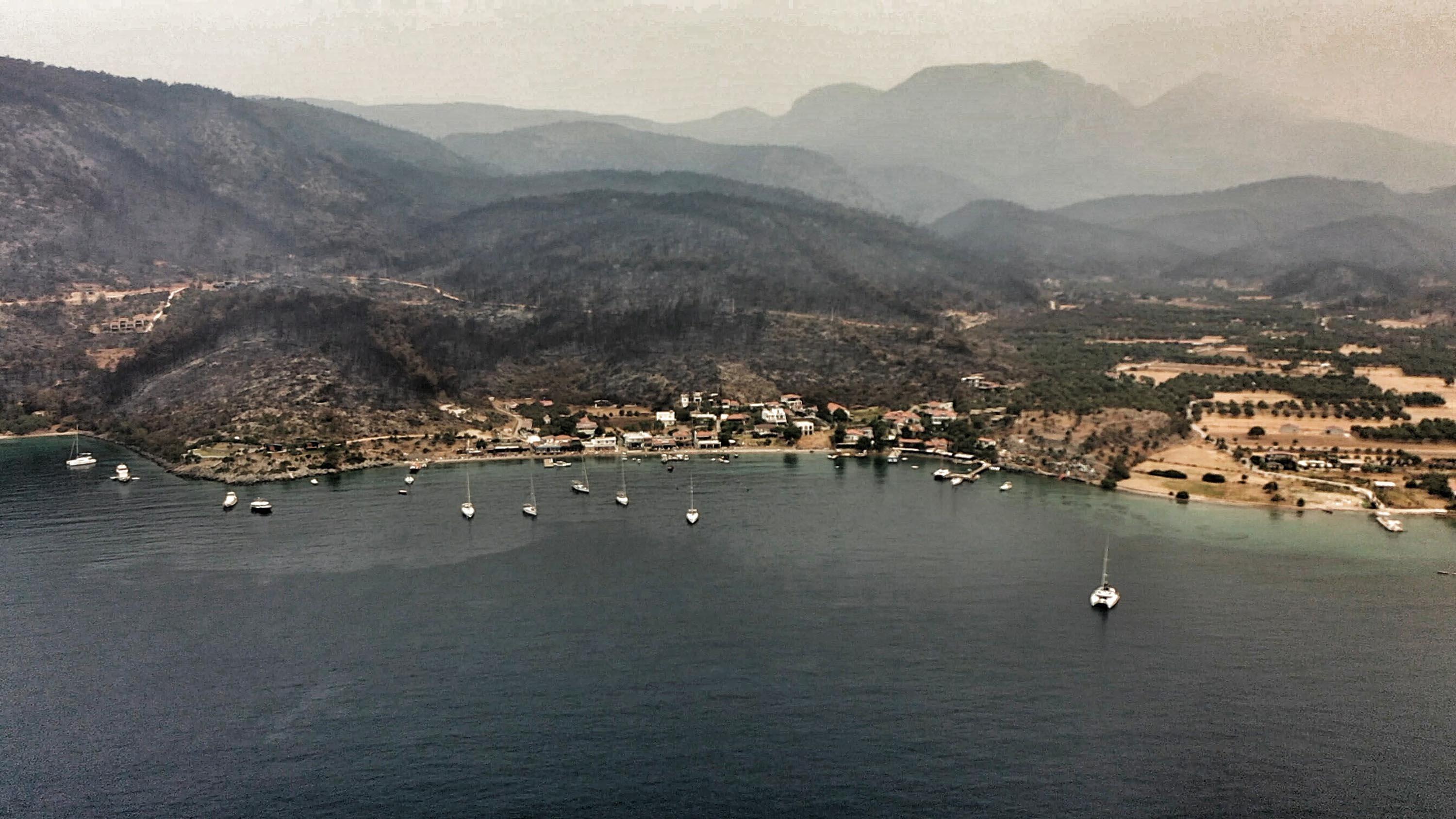Damage caused by wildfire in Bodrum and Milas were viewed from the air