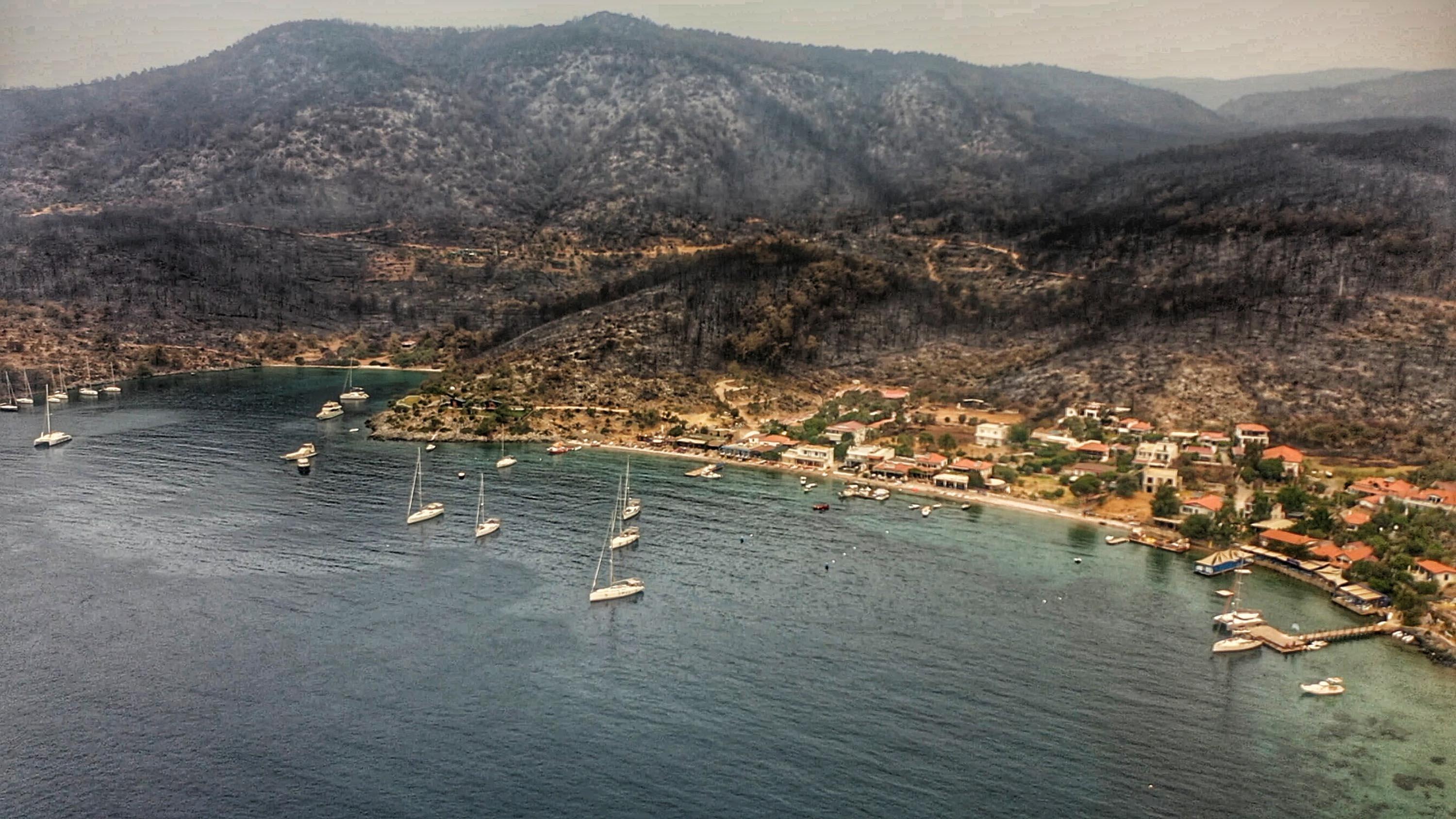 Damage caused by wildfire in Bodrum and Milas were viewed from the air