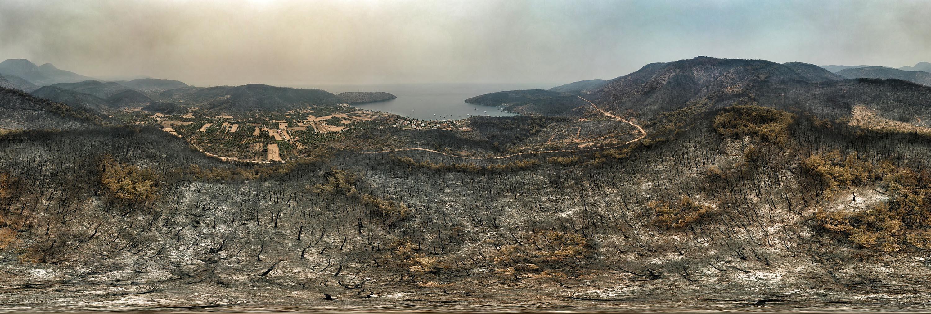 Damage caused by wildfire in Bodrum and Milas were viewed from the air