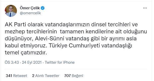 AK Partili Çelik: Alevi-Sünni vatandaş gibi bir ayrımı kabul etmiyoruz