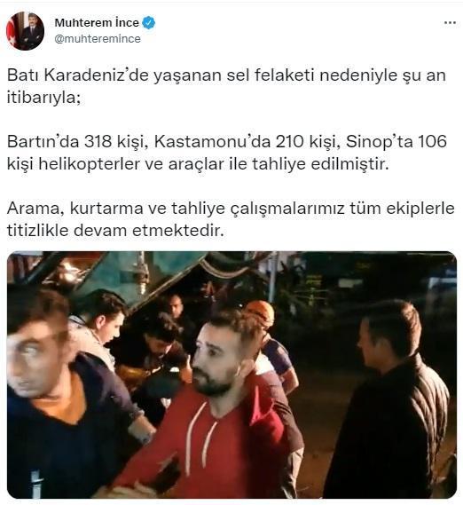 İçişleri Bakan Yardımcısı İnce: Bartında 318, Kastamonuda 210, Sinopta 106 kişi tahliye edildi