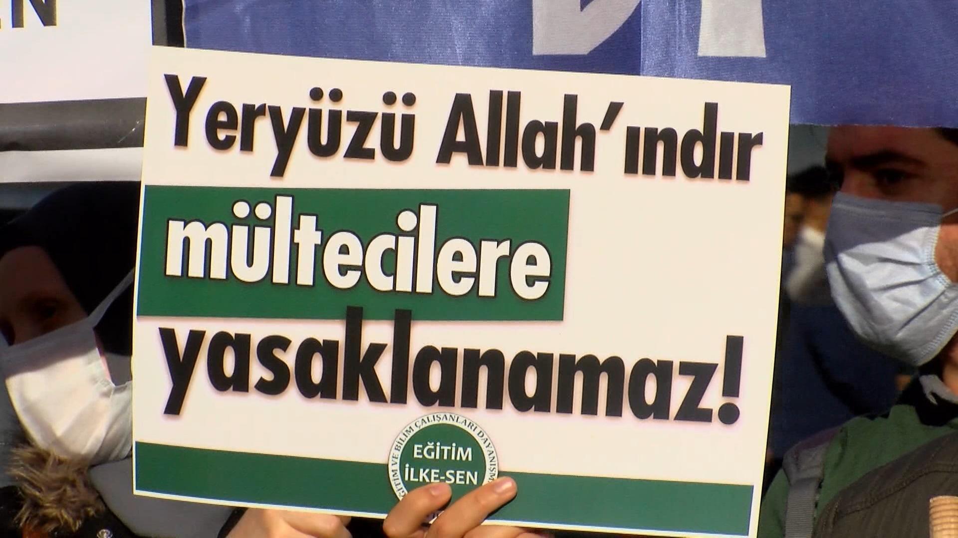 Fatihte Belarus-Polonya sınırında yaşanan mülteci krizi protesto edildi
