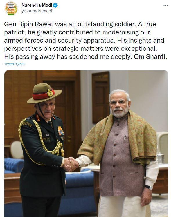 Hindistan Genelkurmay Başkanı Rawat, helikopter kazasında yaşamını yitirdi