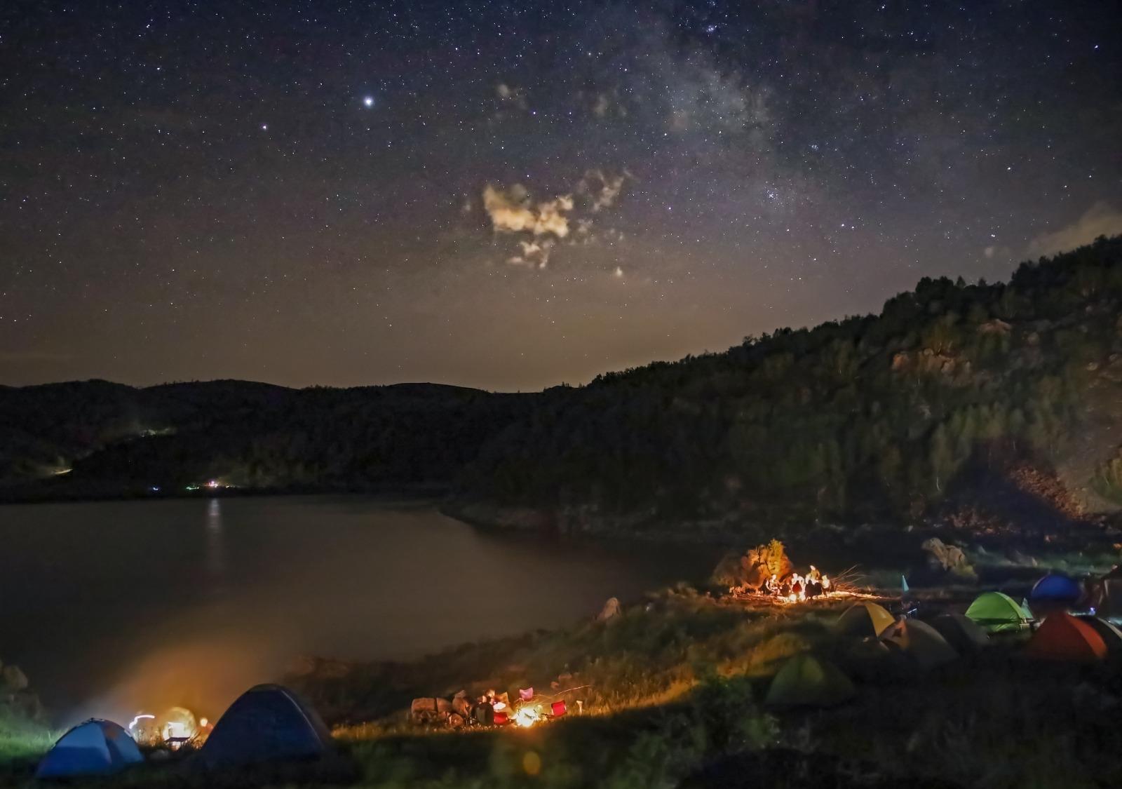 Nemrut Crater Lake under the stars at night