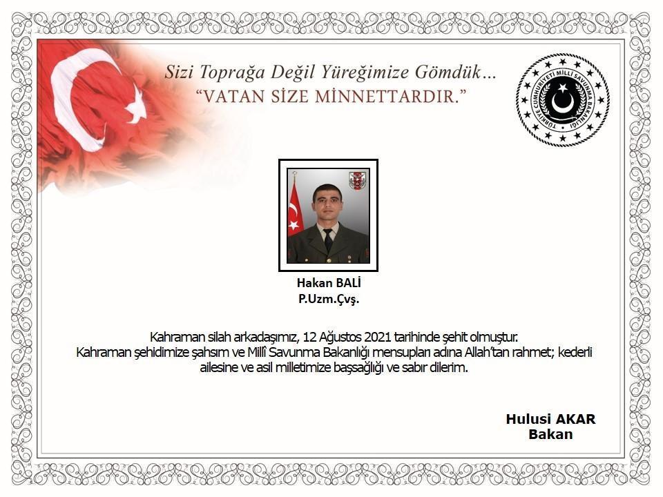 Pençe- Şimşek Operasyonu bölgesinde teröristlerden taciz atışı: 1 şehit