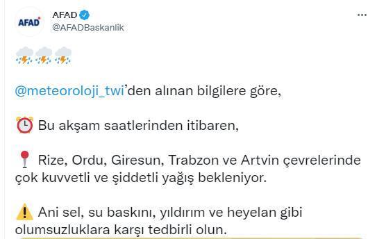 AFADdan 5 il için sel uyarısı