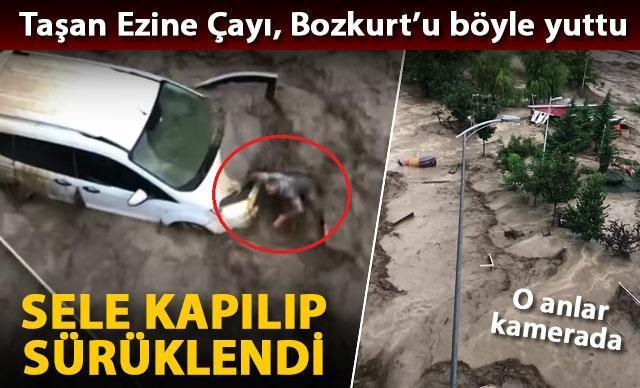 Felaket böyle gelmiş Ezine Çayının taşma anı ve panik anları kamerada