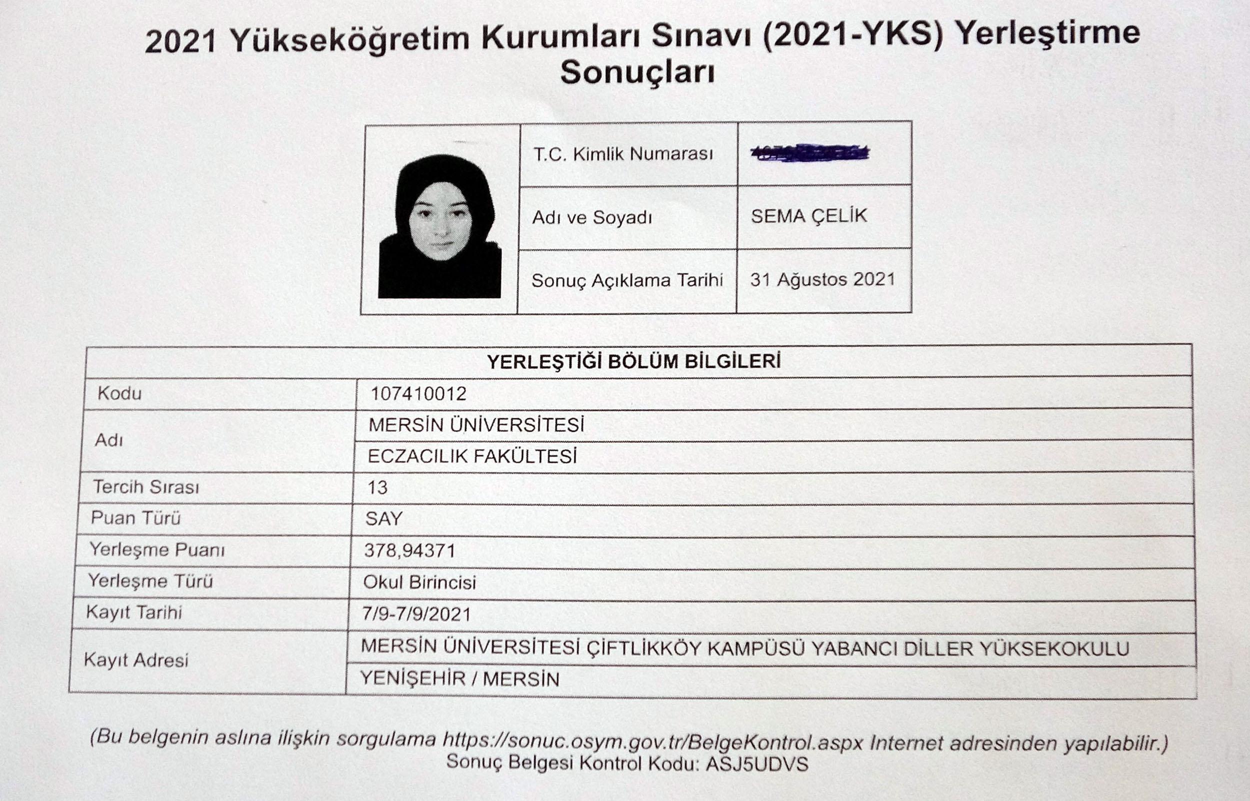 9 yıl dışarıdan okuyan Sema eczacılık fakültesini kazandı