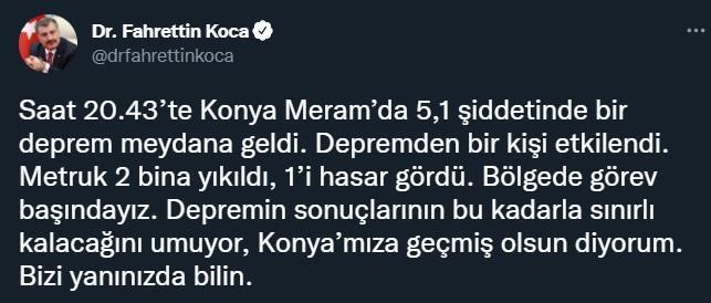 Konya 5.1lik depremle sallandı