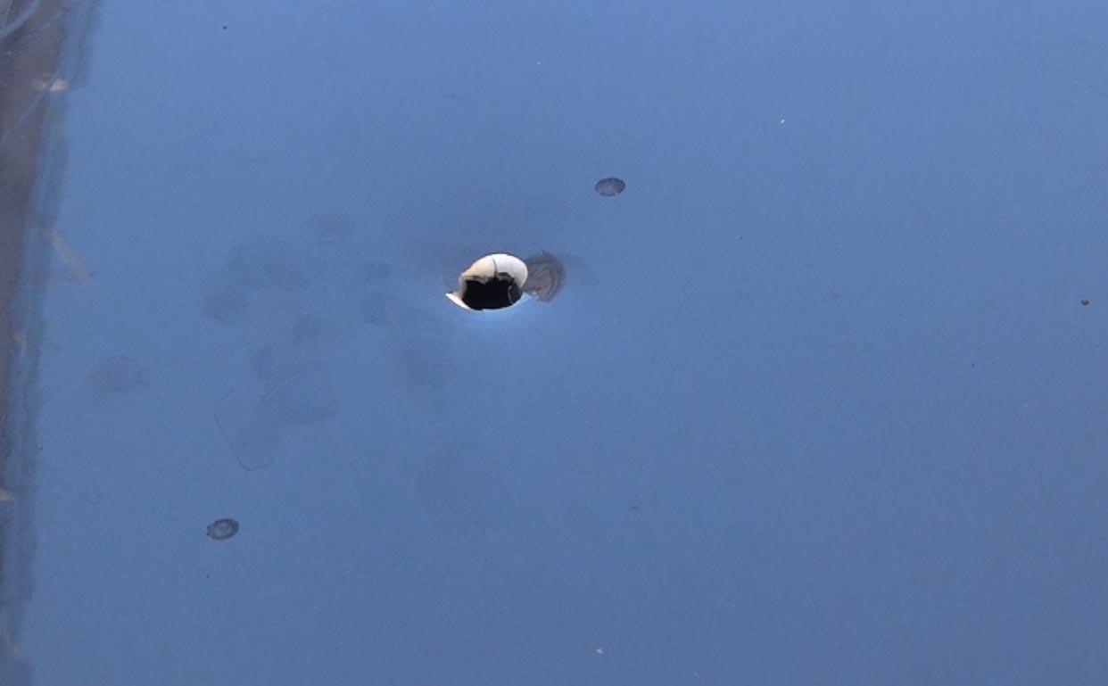 Park halindeki otomobilin üzerine yorgun mermi düştü