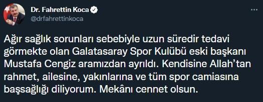 Mustafa Cengiz için başsağlığı mesajları