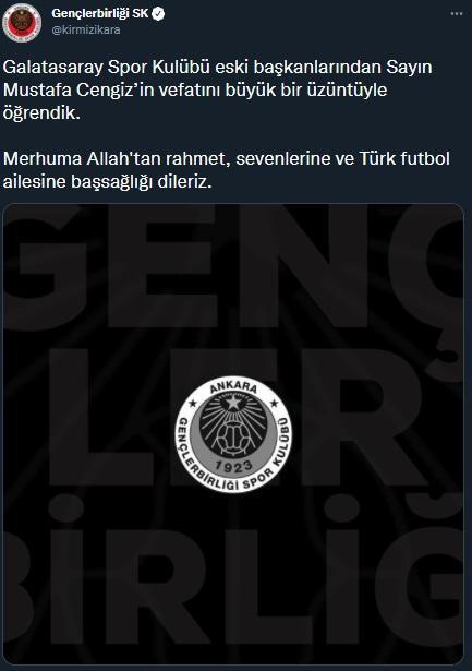 Mustafa Cengiz için başsağlığı mesajları