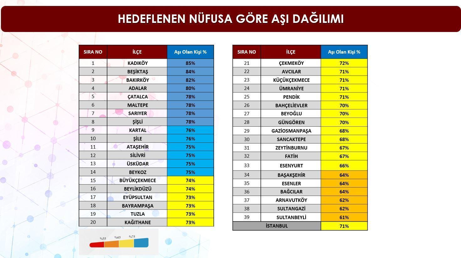İstanbulun aşı raporu: En fazla Kadıköy, en az Sultanbeyli