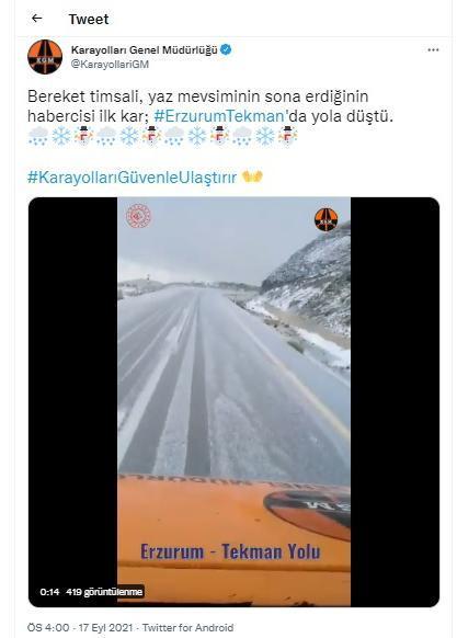 Erzuruma ilk kar düştü