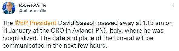 AP Başkanı Sassoli hayatını kaybetti
