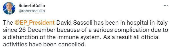 AP Başkanı Sassoli hayatını kaybetti