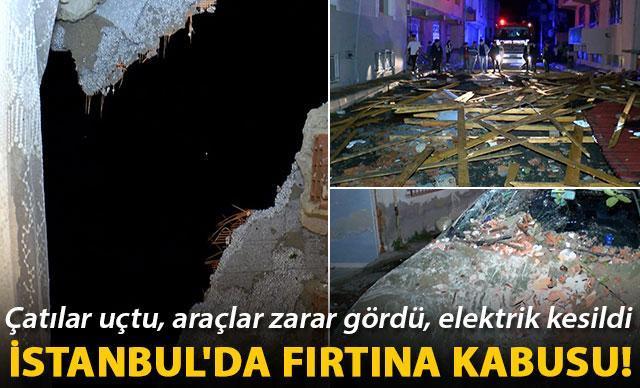 İstanbulda etkili olan fırtına ve doluda çatılar uçtu ağaçlar devrildi araçlar zarar gördü