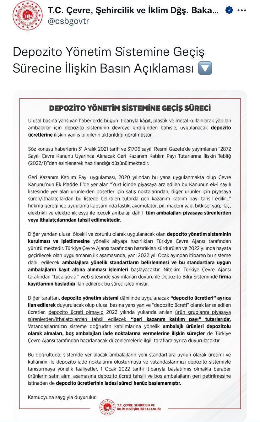 Bakanlıktan depozito ücreti açıklaması