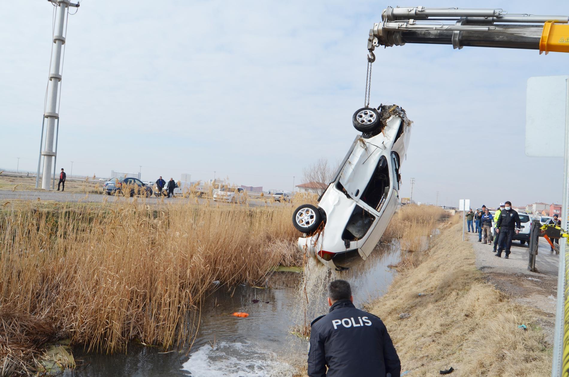 Aksaray’da otomobil, sulama kanalına uçtu: 1 ölü
