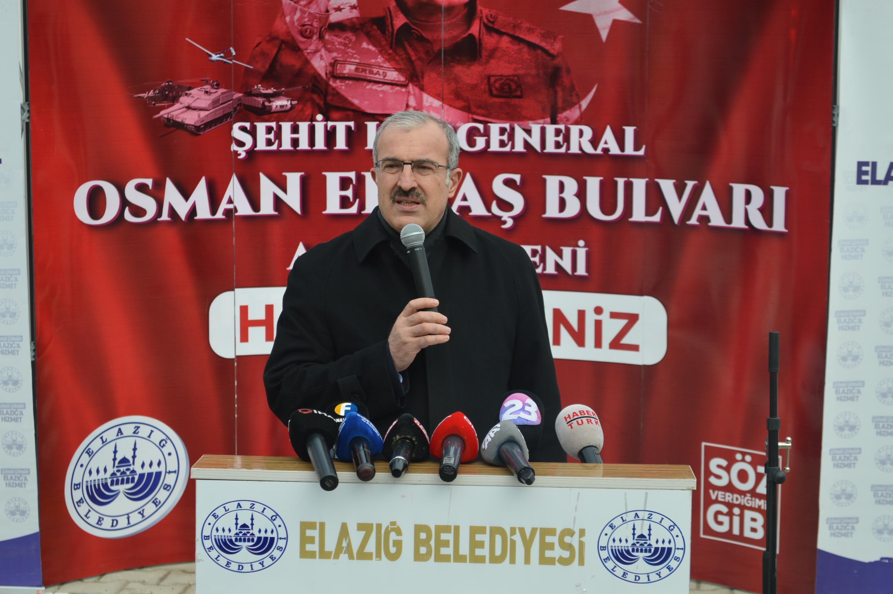 Şehit Korgeneral Erbaşın adı Elazığdaki bulvara verildi