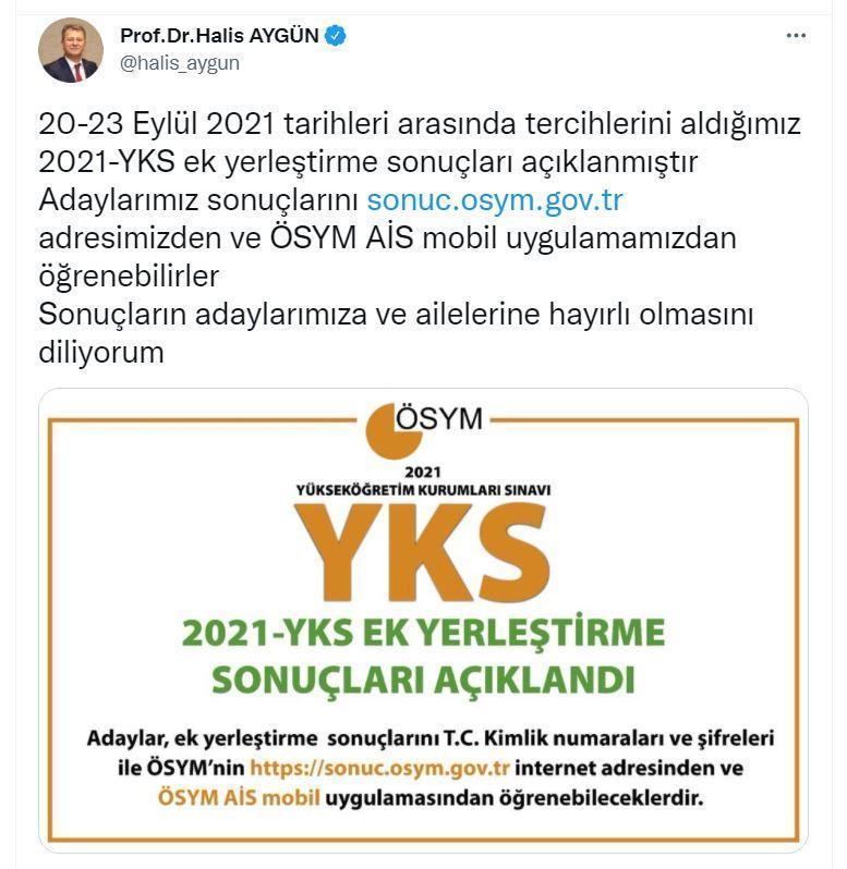YKS ek yerleştirme sonuçları açıklandı