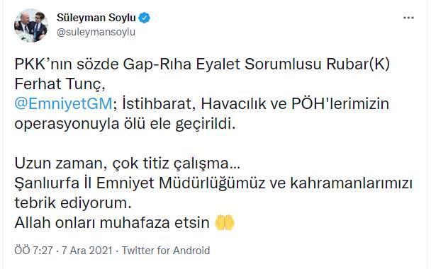 PKKnın sözde eyalet sorumlusu etkisiz hale getirildi