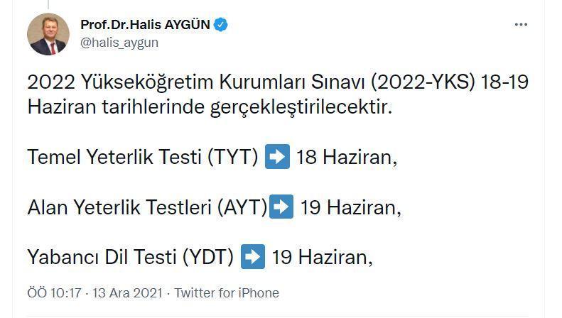 ÖSYM, 2022 sınav takvimini açıkladı; YKS 18-19 Haziranda