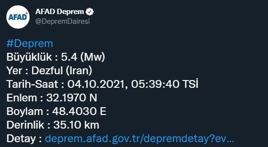 İranda 5.4 büyüklüğünde deprem