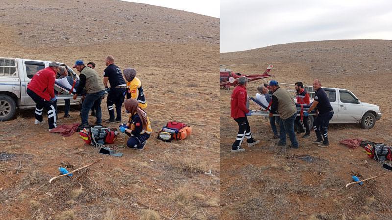 Dağlık alanda kalp krizi geçiren çoban, hava ambulansıyla kurtarıldı