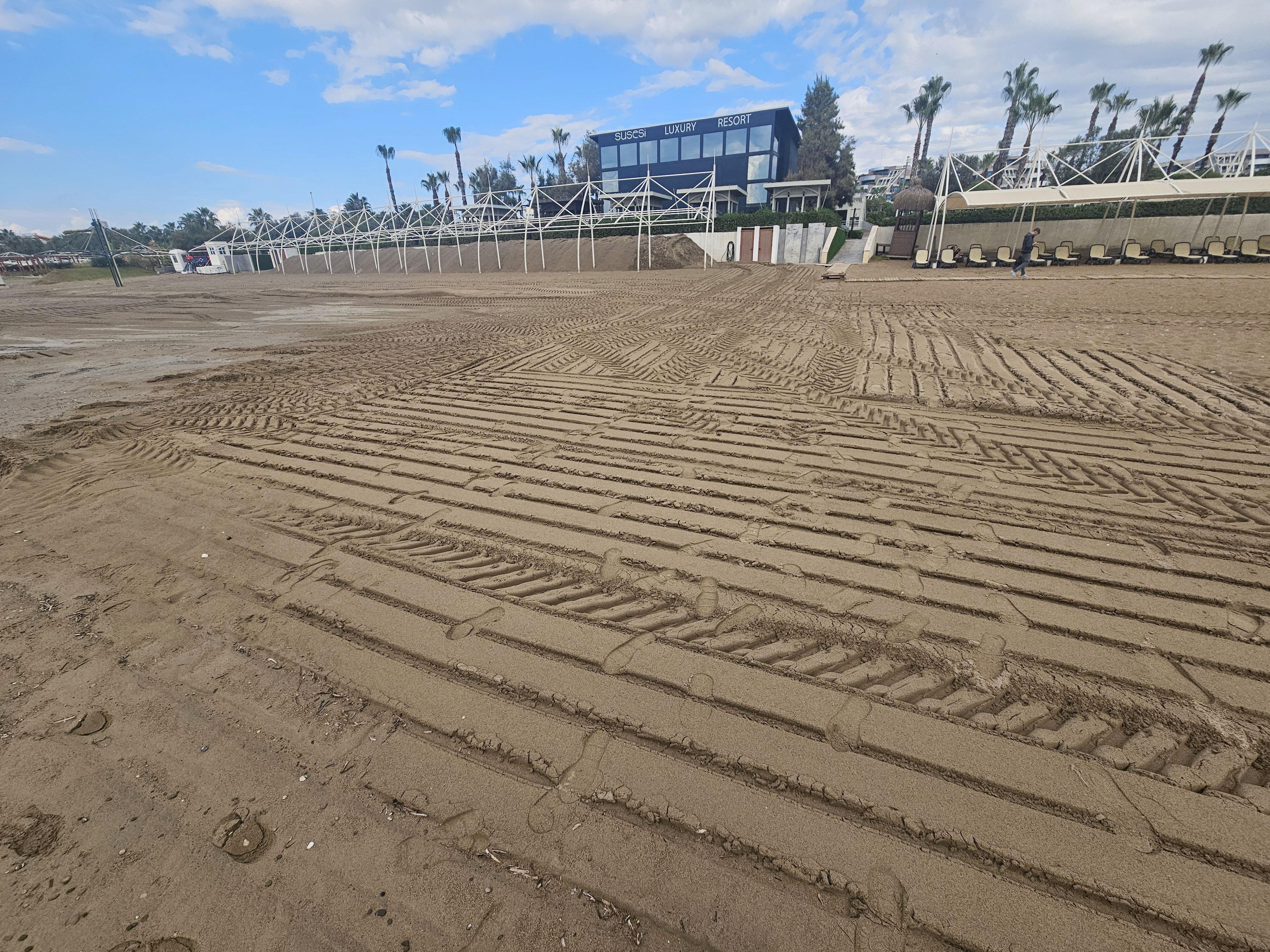 Caretta yuvası kumullar, iş makinesiyle ezildi