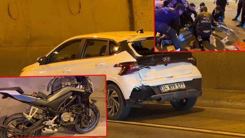 Dolmabahçe-Bomonti tünelinde kaza; araca çarpan motosiklet sürücüsü ağır yaralandı