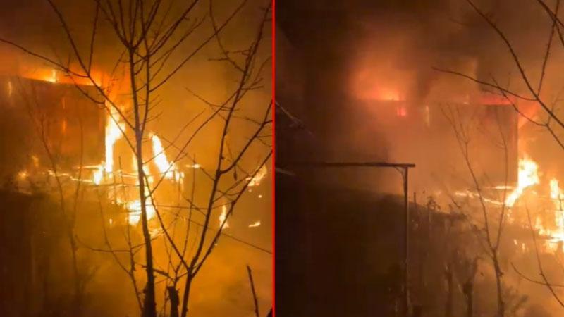 Sancaktepe’de ahşap binada çıkan yangın söndürüldü