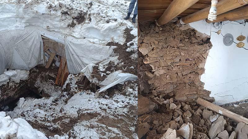 Heyelanda tek katlı ev toprak altında kaldı