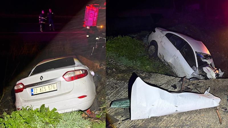 Edirne’de otomobil, şarampole devrildi: 2 ölü